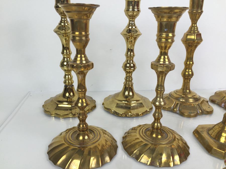 JUST ADDED - Large Collection Of Brass Candle Holders [Photo 6]