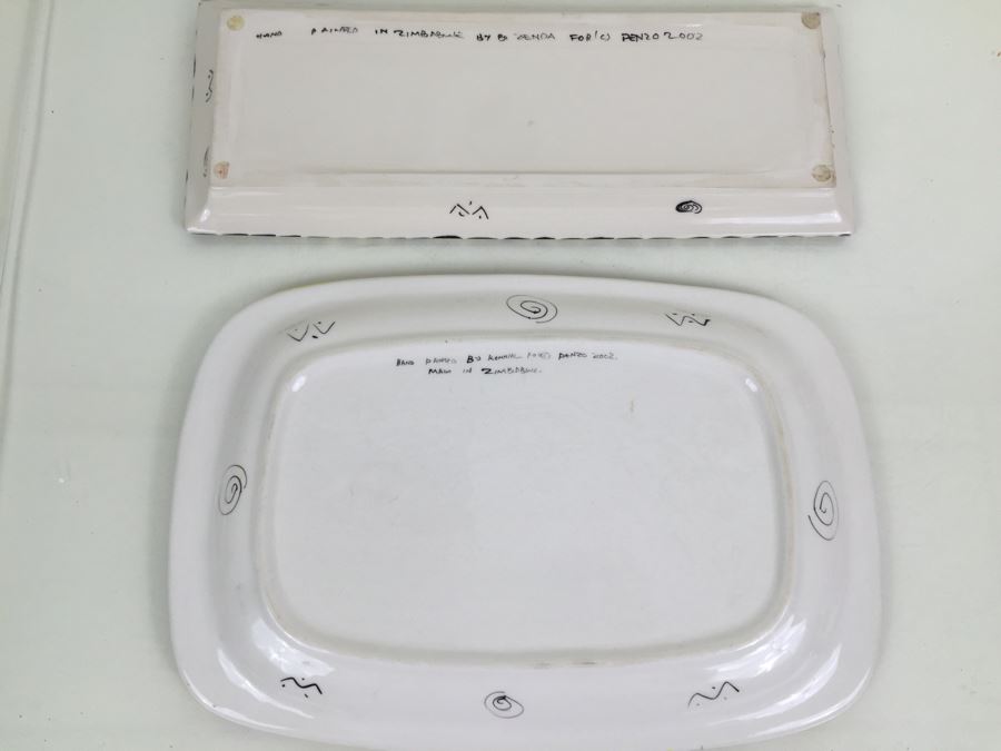 JUST ADDED - Pair Of Beautifully Hand Painted Porcelain Trays From Zimbabwe [Photo 12]