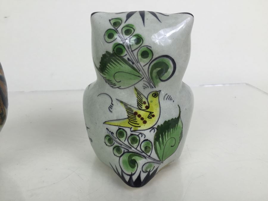 JUST ADDED - Hand Painted Mexican Pottery Owl And Bird [Photo 6]
