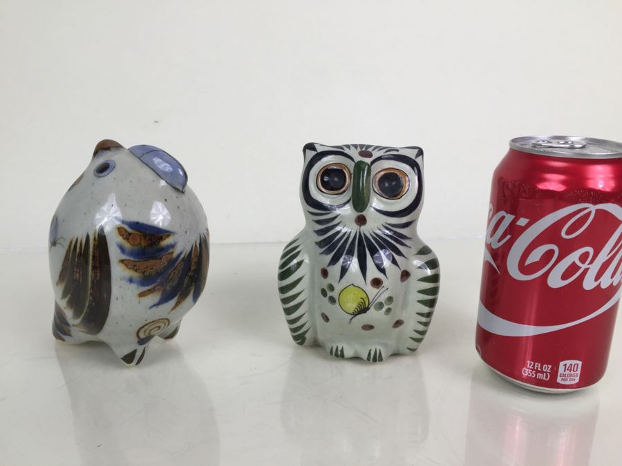 JUST ADDED - Hand Painted Mexican Pottery Owl And Bird [Photo 3]