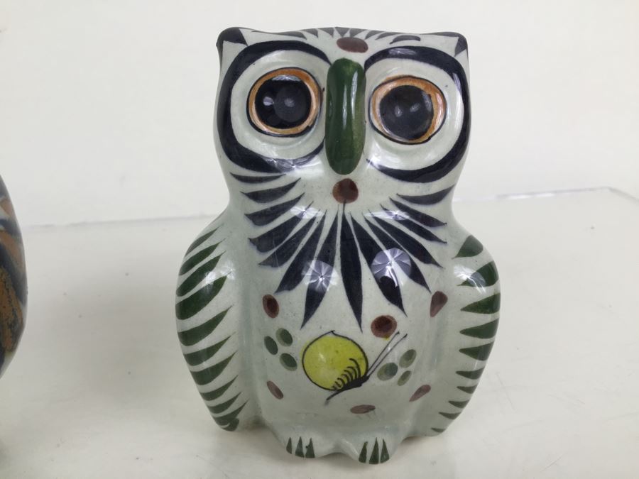 JUST ADDED - Hand Painted Mexican Pottery Owl And Bird [Photo 2]