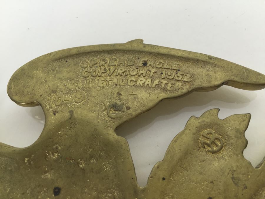 JUST ADDED - (3) Vintage Solid Brass Trivets Williamsburg 1950 And Pair Of Spread Eagles 1952 [Photo 8]