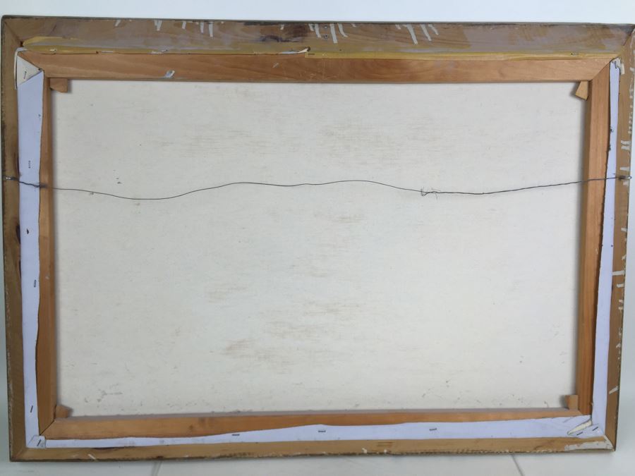 JUST ADDED - Stunning Large Original Oil On Canvas Painting Nautical Harbor Scene Signed Lower Left David Pallock (1906 - 1977) Listed Artist [Photo 12]