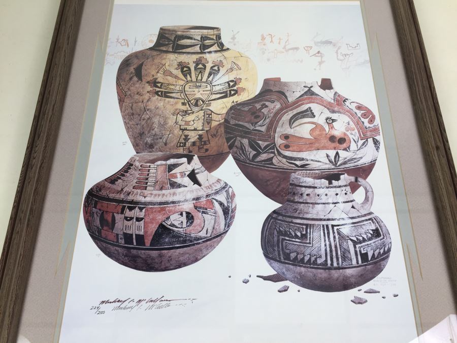 JUST ADDED - Framed And Nicely Matted Signed On Front And Back Limited Edition 224 Of 250 Print Showing Native American Pottery By Michael C. McCullough [Photo 16]