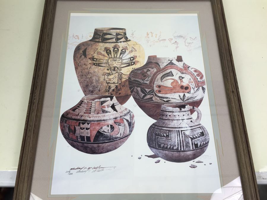 JUST ADDED - Framed And Nicely Matted Signed On Front And Back Limited Edition 224 Of 250 Print Showing Native American Pottery By Michael C. McCullough