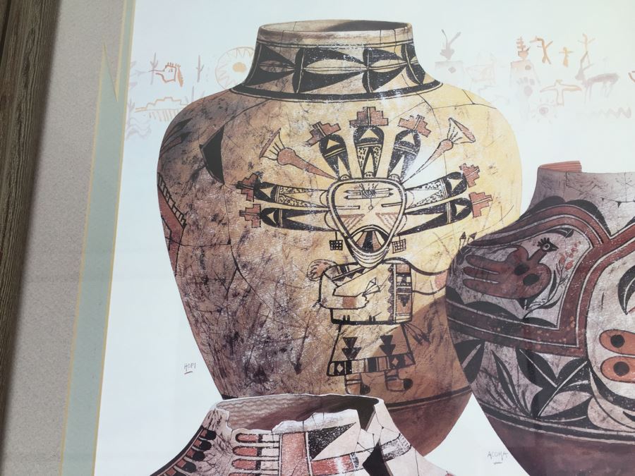 JUST ADDED - Framed And Nicely Matted Signed On Front And Back Limited Edition 224 Of 250 Print Showing Native American Pottery By Michael C. McCullough [Photo 2]