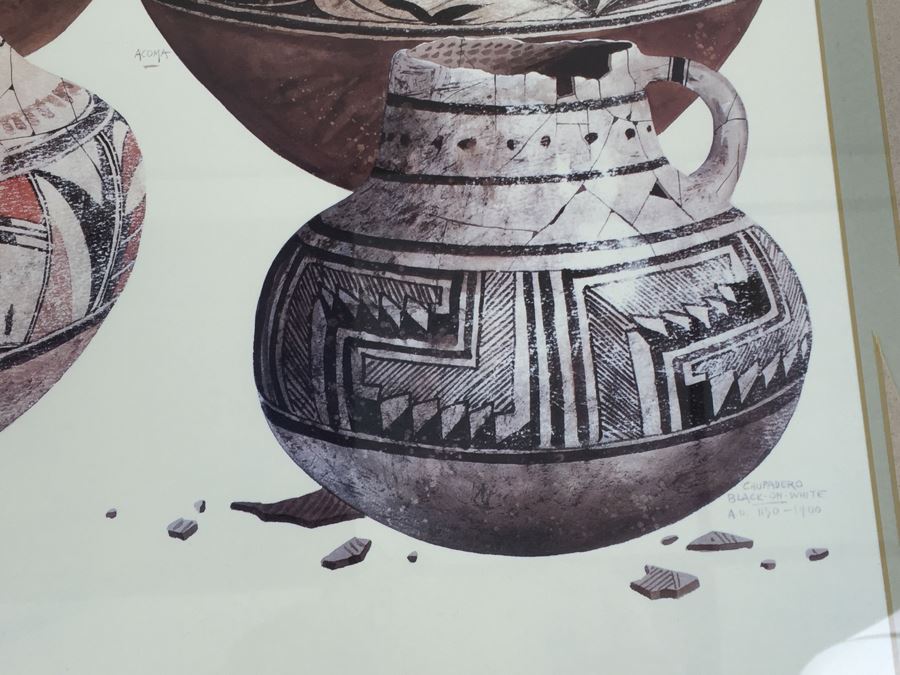 JUST ADDED - Framed And Nicely Matted Signed On Front And Back Limited Edition 224 Of 250 Print Showing Native American Pottery By Michael C. McCullough [Photo 12]