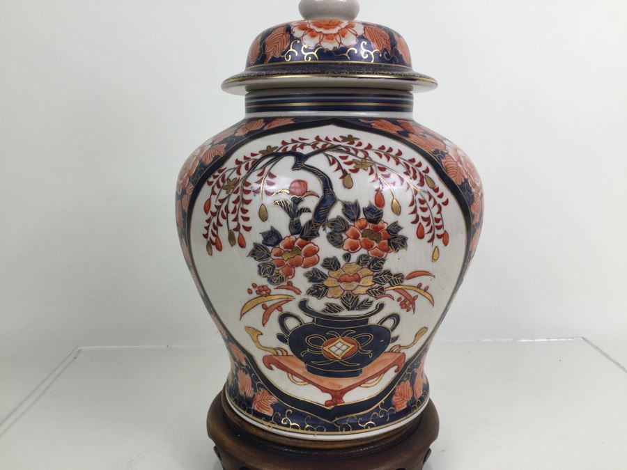 JUST ADDED Beautiful Asian Lamp With Shade And Finial   16496 Cjf4 