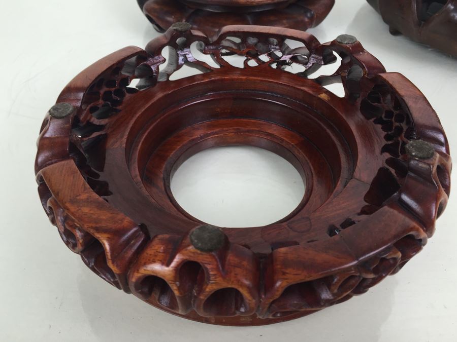 JUST ADDED - (8) Vintage Rosewood Carved Stands [Photo 14]