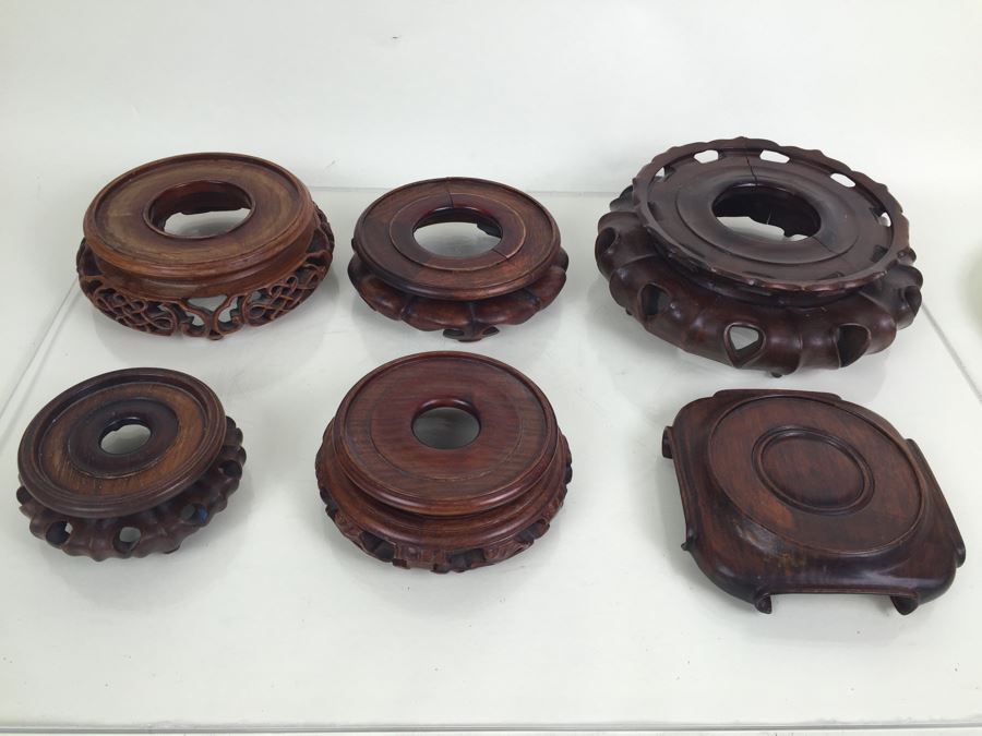 JUST ADDED - (8) Vintage Rosewood Carved Stands [Photo 1]