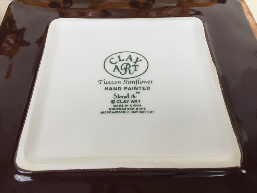 JUST ADDED - Set Of Hand Painted Plates, Bowls And Cups 'Tuscan Sunflower' By Clay Art [Photo 7]