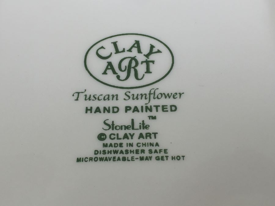 JUST ADDED - Set Of Hand Painted Plates, Bowls And Cups 'Tuscan Sunflower' By Clay Art [Photo 3]