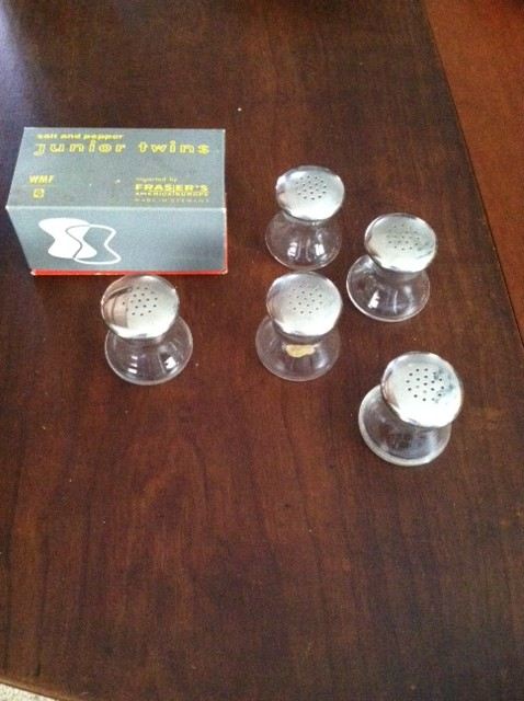 Mid-Century Glass Salt & Pepper Shakers Junior Twins WMF Germany