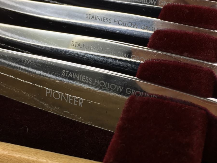 JUST ADDED - Vintage Krusius Solingen Germany Stainless Steak Knifes Set Of 5 With Box [Photo 5]