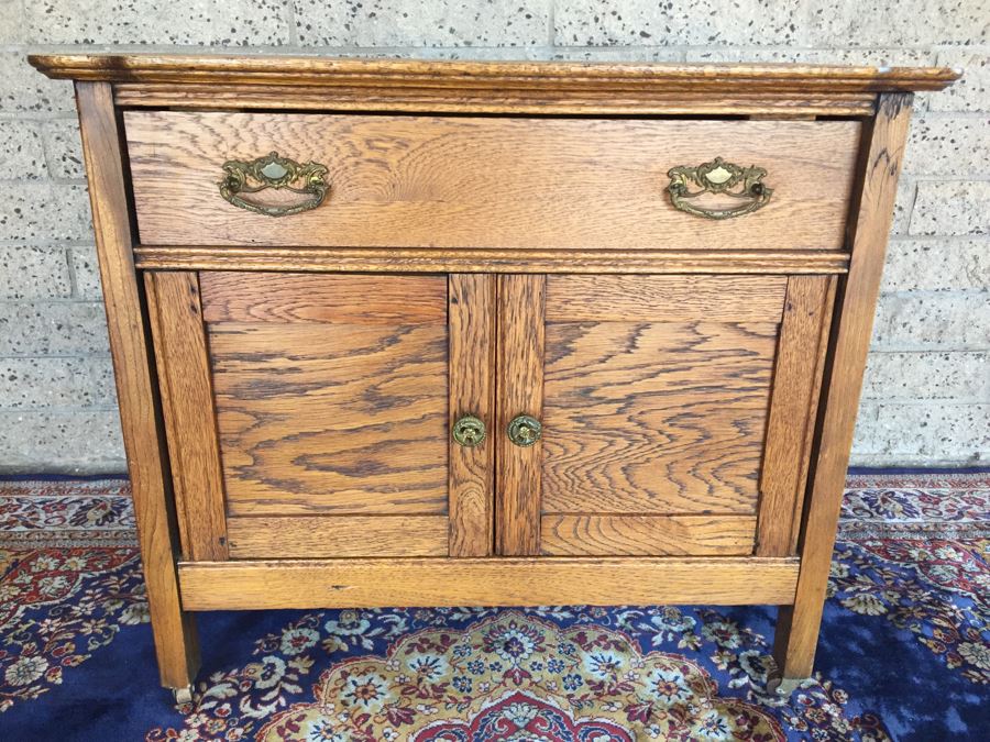 Antique Oak Cabinet Nightstand [Photo 1]
