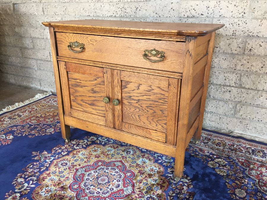 Antique Oak Cabinet Nightstand