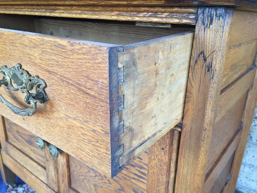 Antique Oak Cabinet Nightstand [Photo 7]