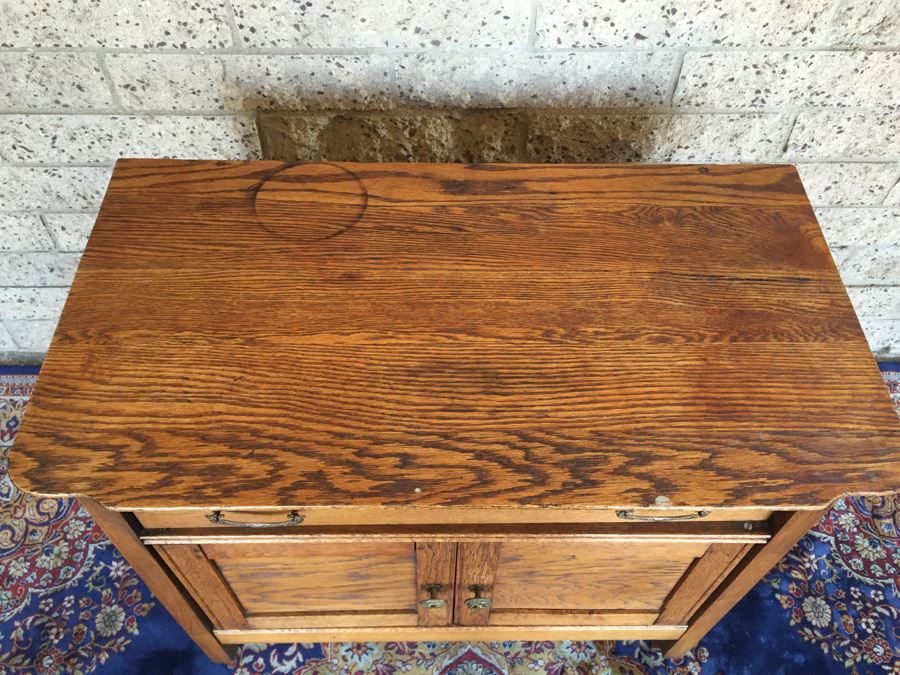 Antique Oak Cabinet Nightstand [Photo 5]