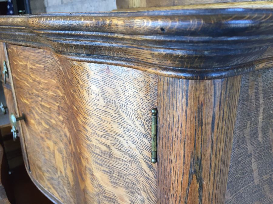 Nice Antique Serpentine Dresser Chest Of Drawers With Swivel Mirror  [Photo 18]