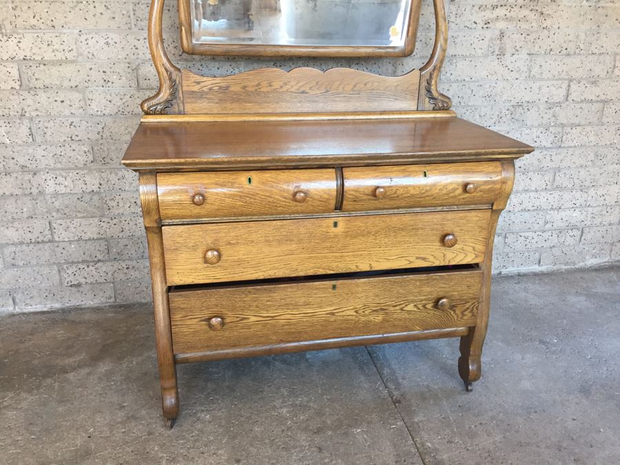 Antique Dresser Chest Of Drawers With Swivel Mirror [Photo 19]