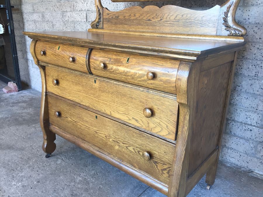Antique Dresser Chest Of Drawers With Swivel Mirror