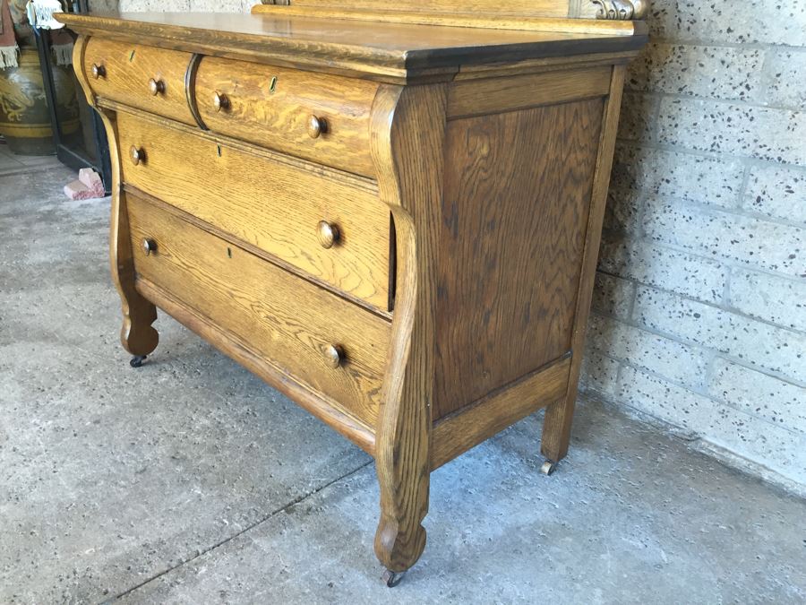 Antique Dresser Chest Of Drawers With Swivel Mirror [Photo 6]