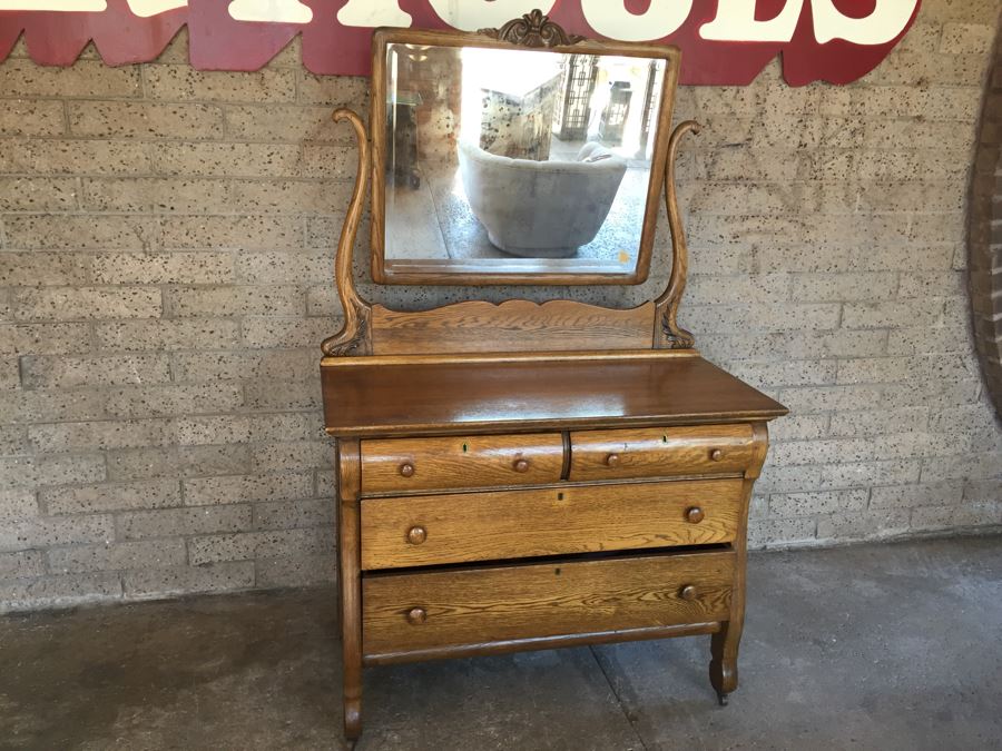 Antique Dresser Chest Of Drawers With Swivel Mirror [Photo 15]