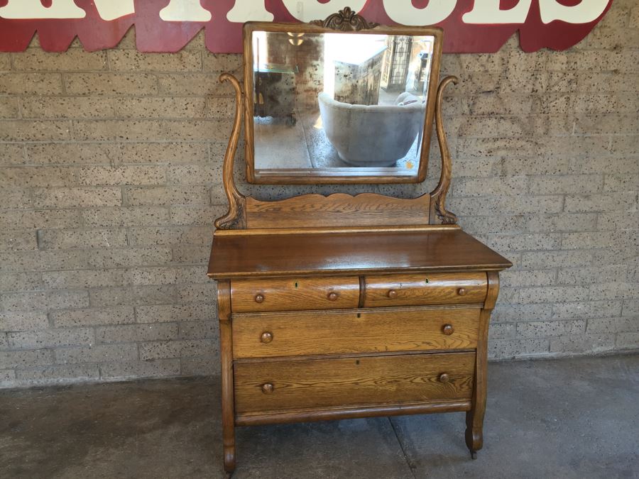 Antique Dresser Chest Of Drawers With Swivel Mirror [Photo 1]