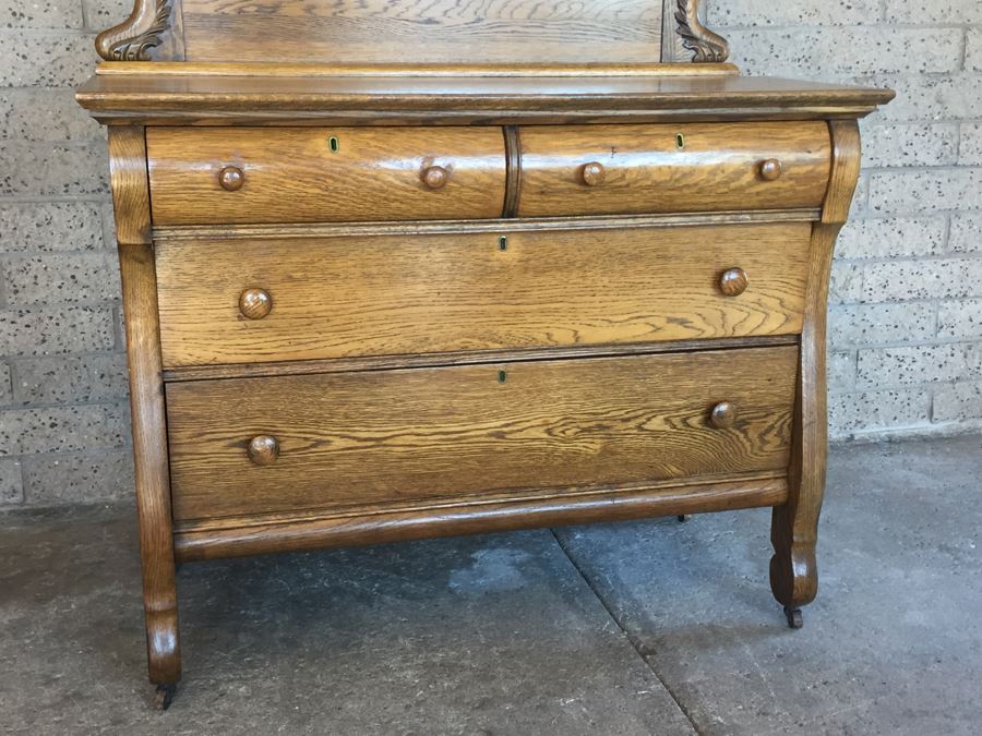 Antique Dresser Chest Of Drawers With Swivel Mirror