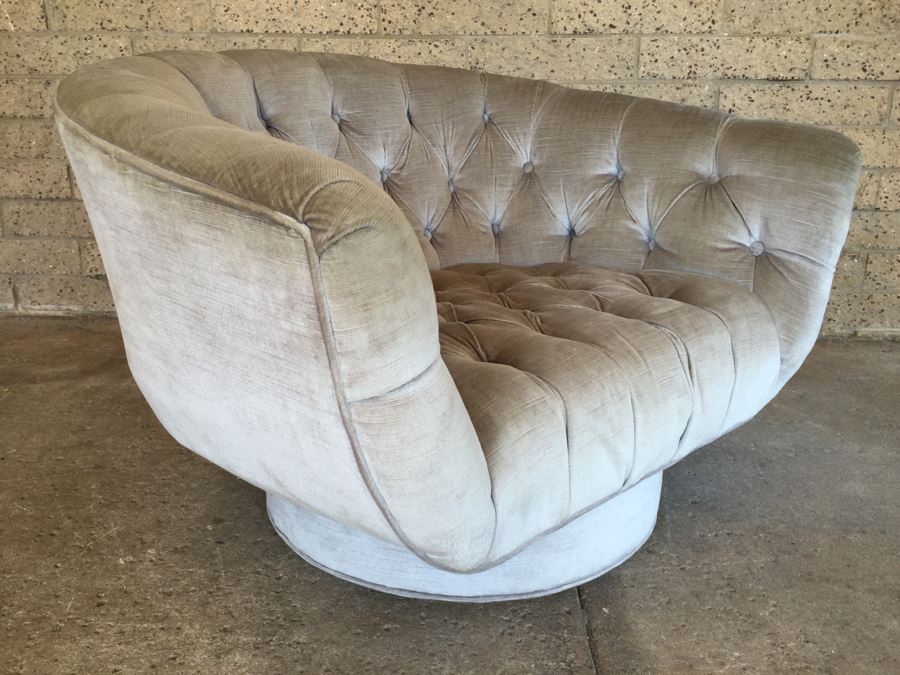 Awesome Mid-Century Tufted Swivel Chair [Photo 2]