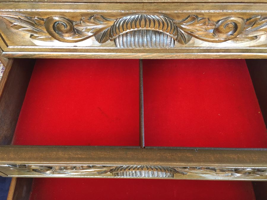 Vintage Korean Silverware Chest Jewelry Chest Of Drawers With Brass Accents And Lock And Key [Photo 18]