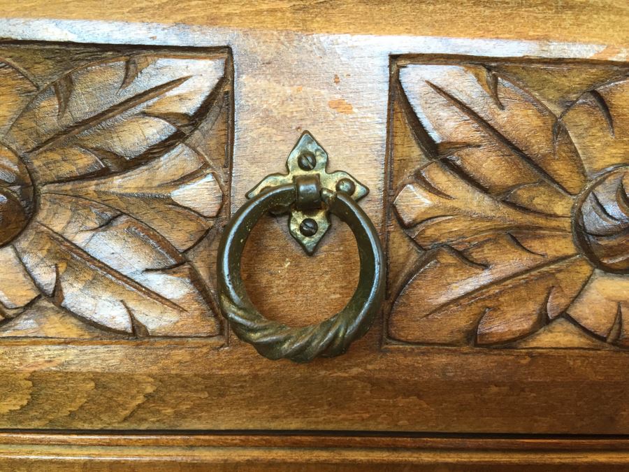 Spanish Carved Wood Cabinet Console Sofa Table [Photo 9]