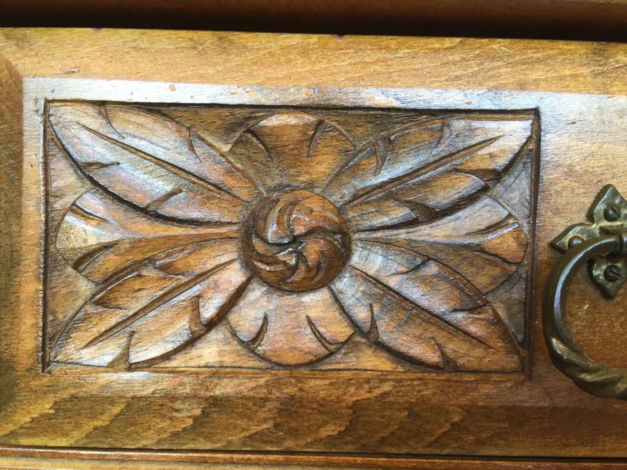 Spanish Carved Wood Cabinet Console Sofa Table [Photo 8]