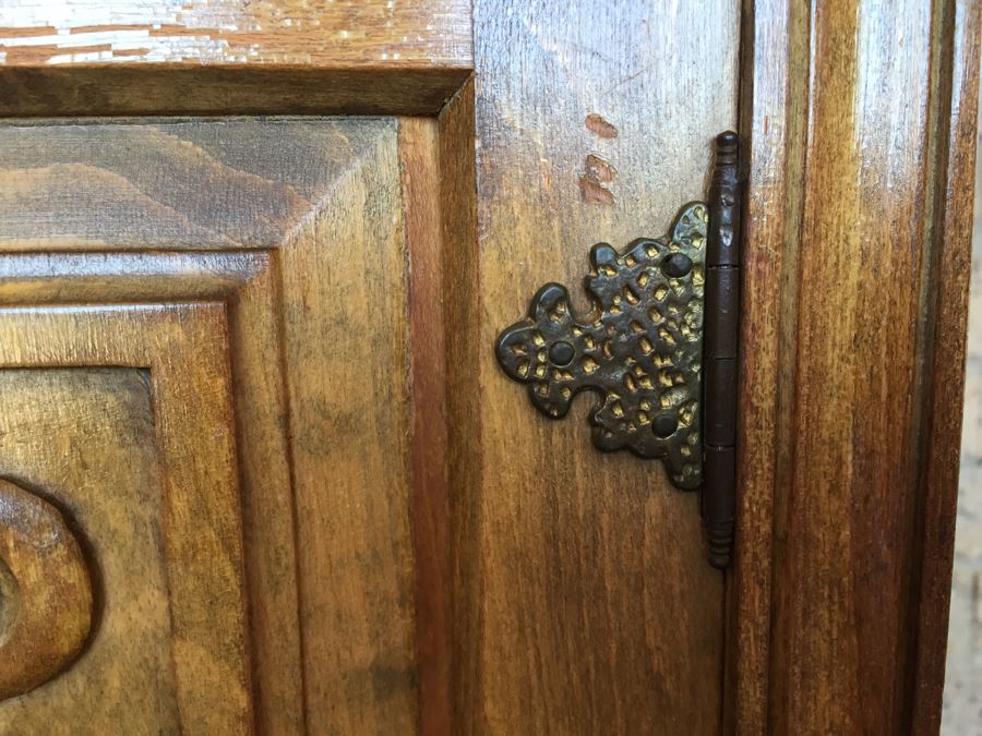 Spanish Carved Wood Cabinet Console Sofa Table [Photo 10]