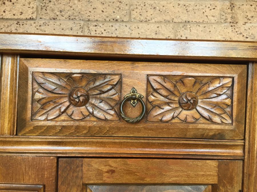 Spanish Carved Wood Cabinet Console Sofa Table [Photo 7]