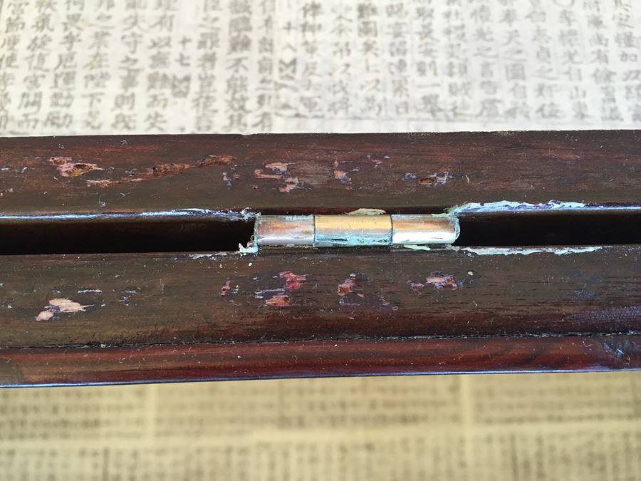 Vintage Korean Wedding Chest With Stand And Lock And Key In Excellent Condition Various Painted Scenes Throughout Cabinet Signed By Artist [Photo 45]