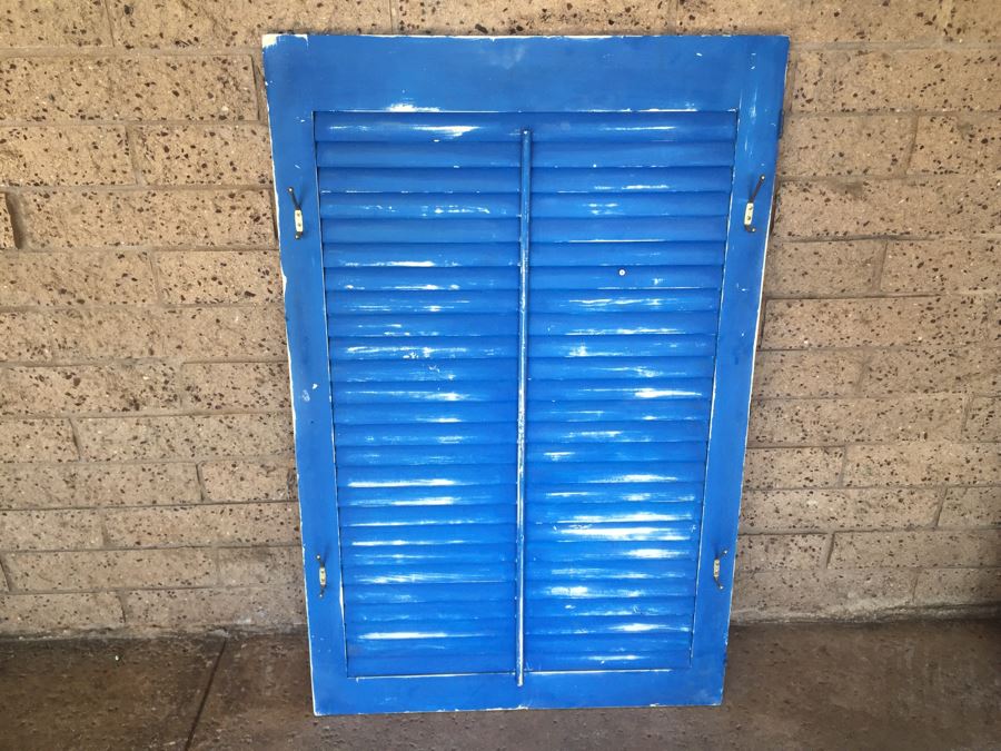 Distressed Blue Shutters With Four Coat Hanger Hooks [Photo 5]