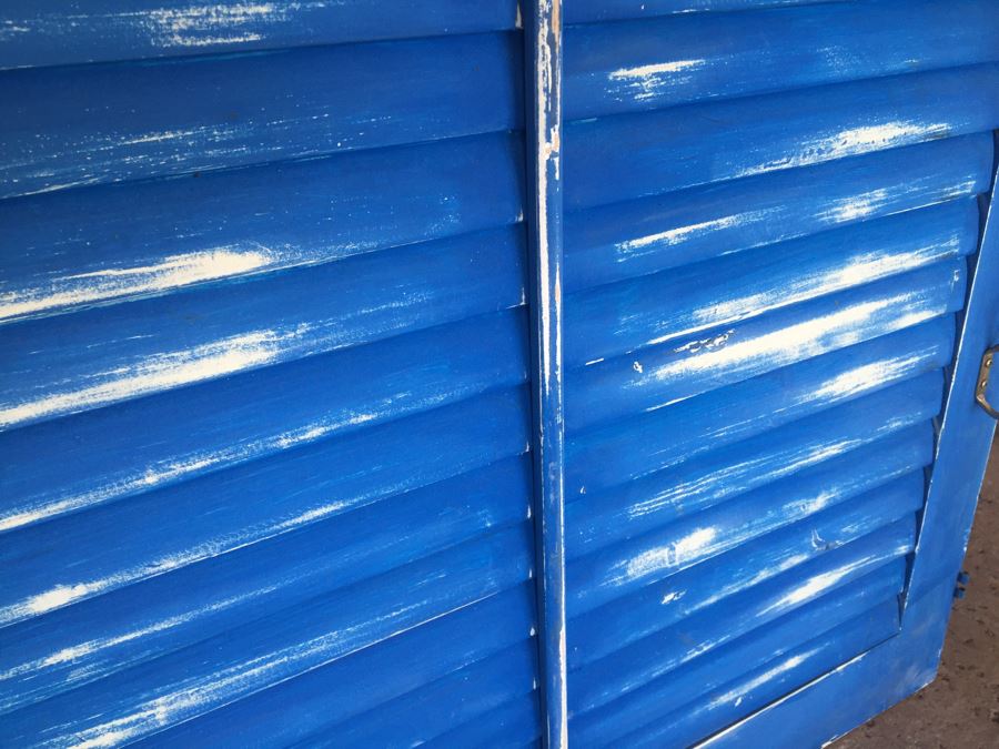 Distressed Blue Shutters With Four Coat Hanger Hooks [Photo 2]