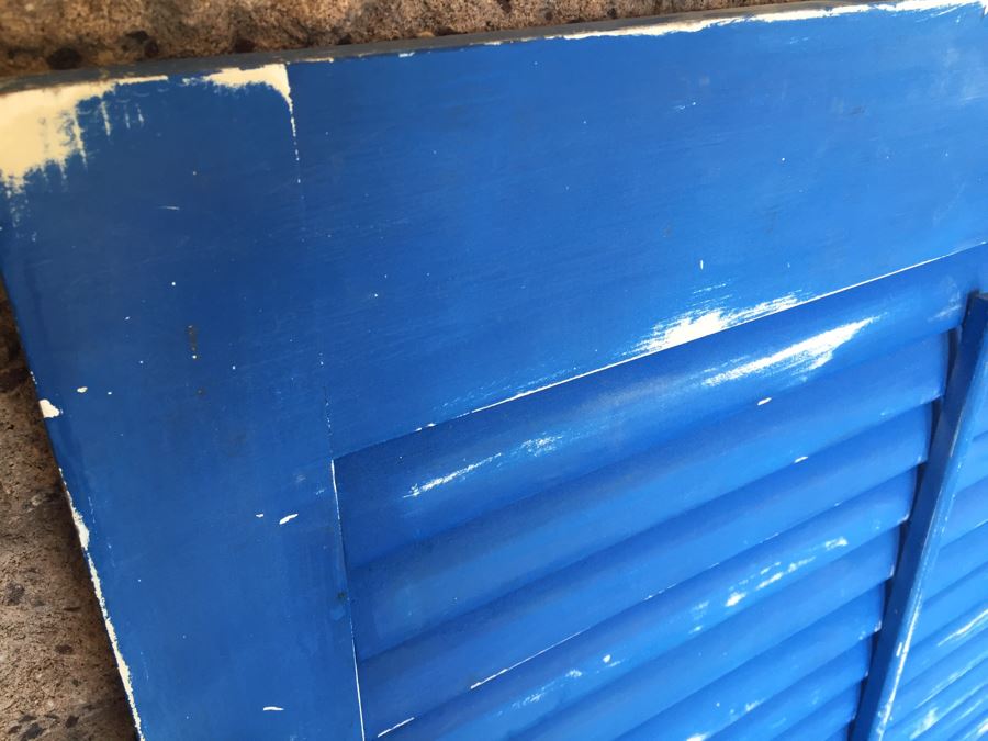 Distressed Blue Shutters With Four Coat Hanger Hooks [Photo 4]