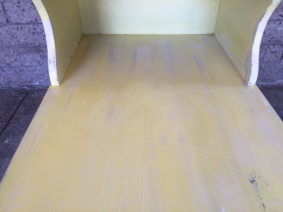 Vintage Yellow Painted Side Table With Old Newspaper Print [Photo 6]