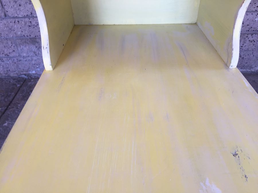 Vintage Yellow Painted Side Table With Old Newspaper Print [Photo 5]