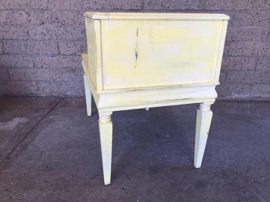 Vintage Yellow Painted Side Table With Old Newspaper Print [Photo 8]