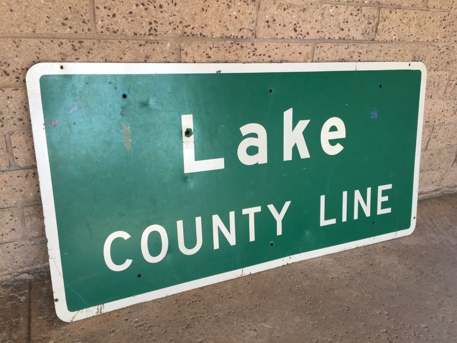 Vintage CA Highway Sign From Northern California 'Lake County Line' With Several Bullet Holes [Photo 3]