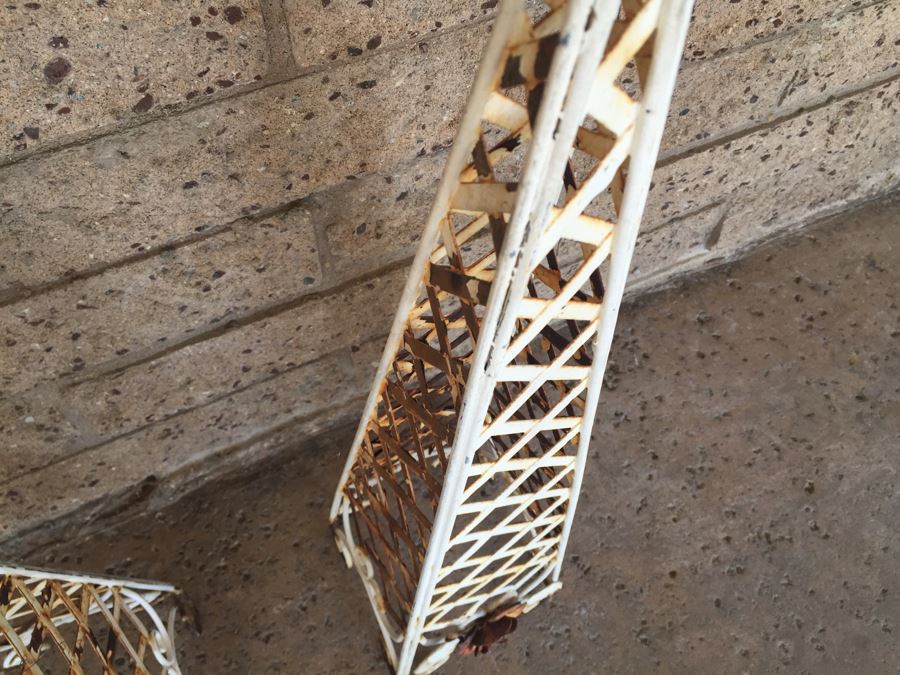 Pair Of White Rustic Metal Garden Obelisks [Photo 6]