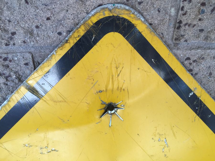 Large Yellow And Black Merge Road Sign [Photo 4]