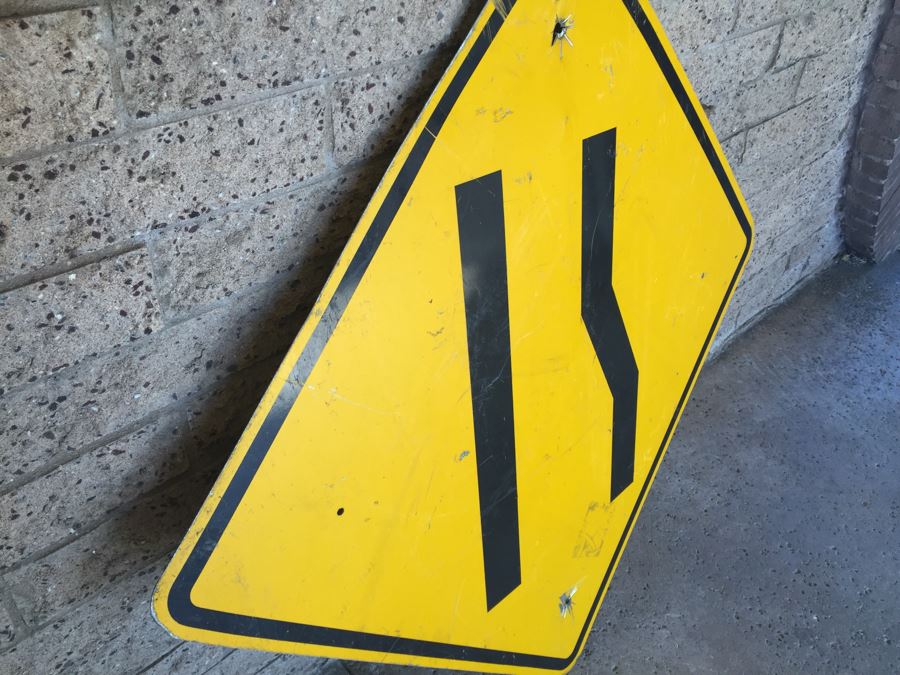 Large Yellow And Black Merge Road Sign [Photo 6]