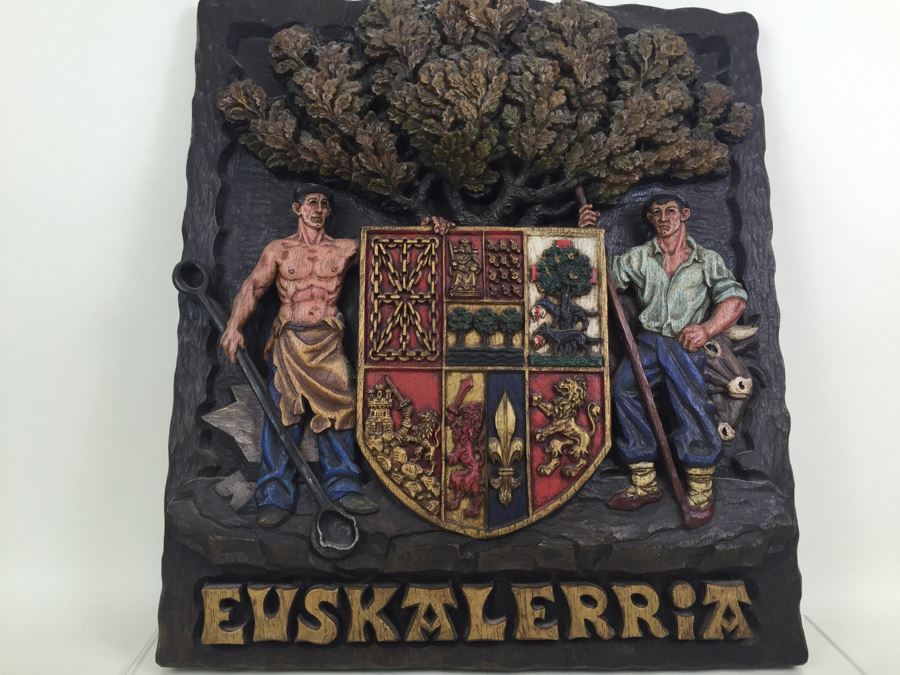 Large Spanish Sign Molded Plastic On Wood Backing 'Euskalerria' Basque Country Spain [Photo 9]