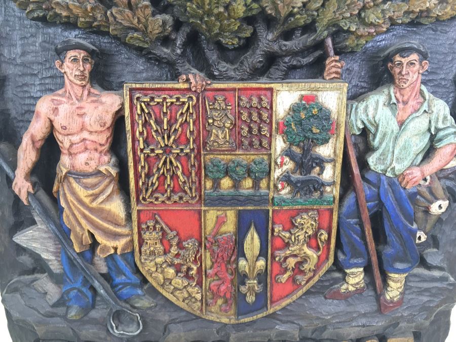 Large Spanish Sign Molded Plastic On Wood Backing 'Euskalerria' Basque Country Spain [Photo 2]