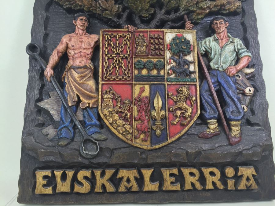 Large Spanish Sign Molded Plastic On Wood Backing 'Euskalerria' Basque Country Spain [Photo 10]