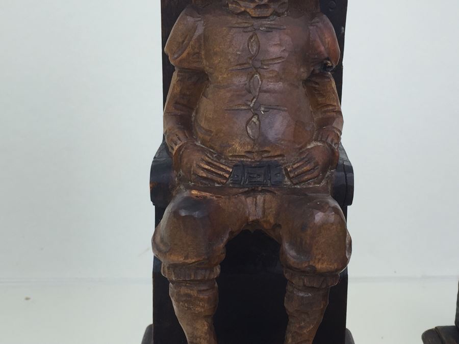 Pair Of Vintage Spainish Carved Wood Sancho Panza & Don Quixote Bookends [Photo 14]